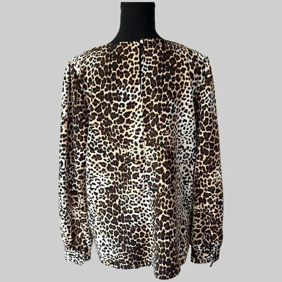 Lark & Ro Leopard Chiffon Blouse Made in USA - Picture 2 of 14